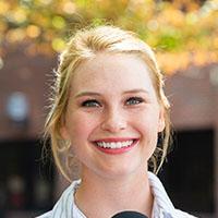 Meghann Stamps poses for photo outside of MMC building